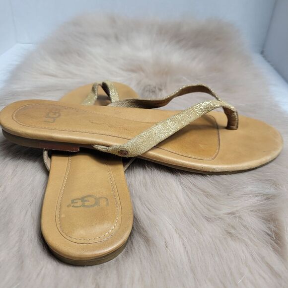 Ugg Women Allaria Ii Metallic Braid Flip Flops Size 8 - Picture 5 of 9